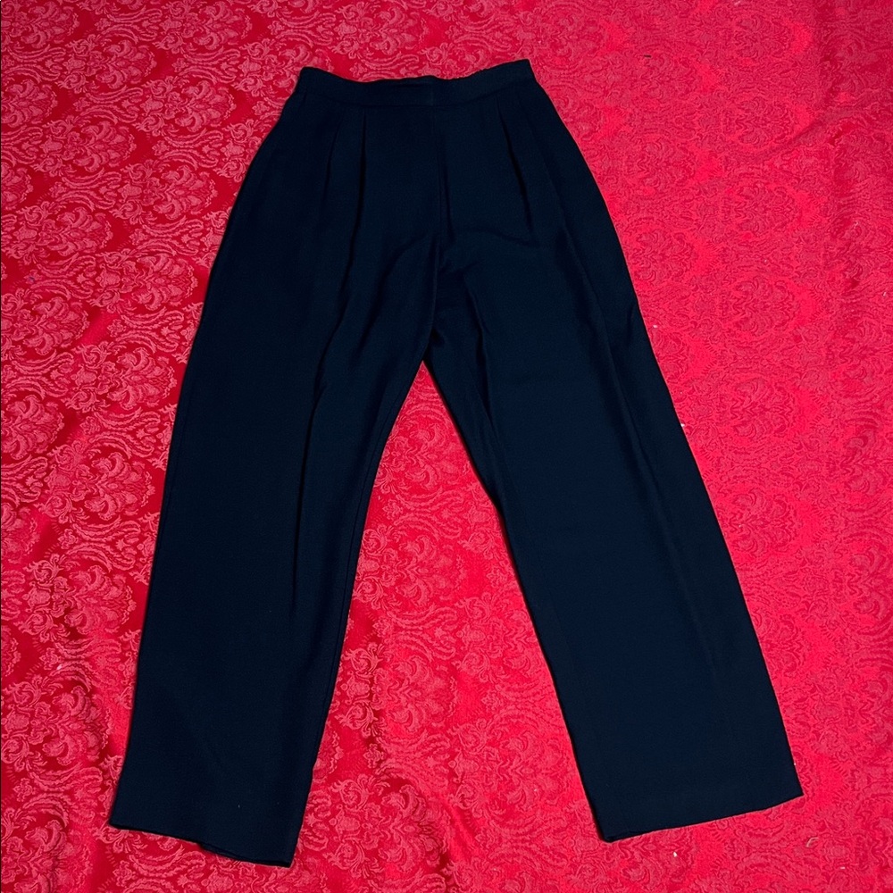 Vintage Women’s Black Pleated Wide Leg Dress Pants Size 6 Made in USA Elastic